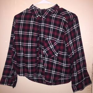 Crop top flannel cropped red